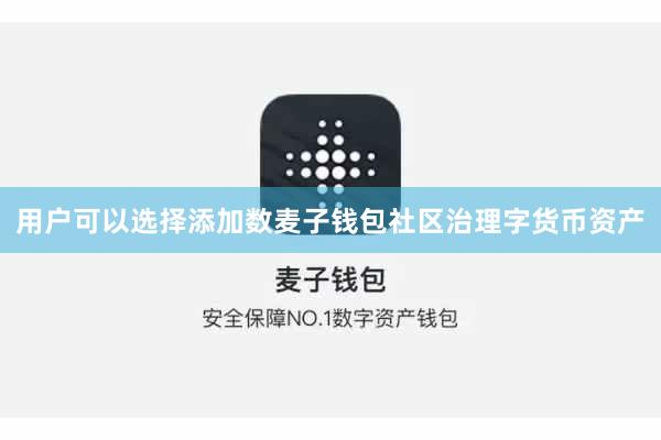 用户可以选择添加数麦子钱包社区治理字货币资产